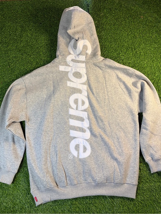 Supreme Other - Supreme Grey Hooded Sweatshirt with Vertical Logo Size L